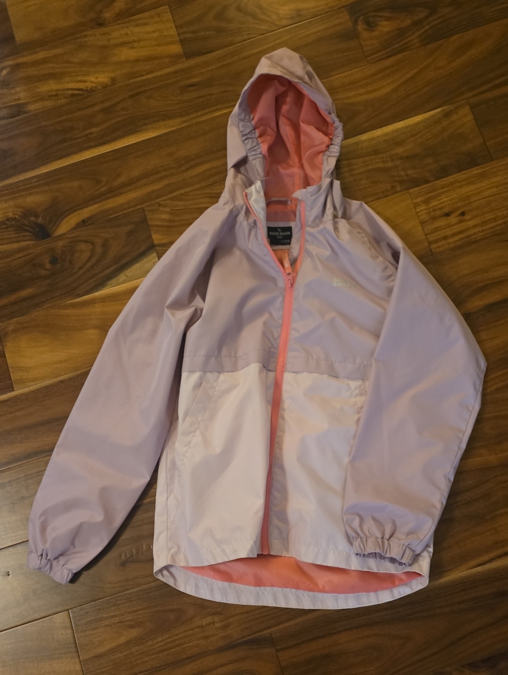 Eddie Bauer Girls' Lavender and Pink Hooded Rain Jacket